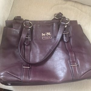 Purple leather coach purse